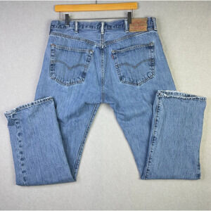 Levi's Mens 501 Jeans 38x32 Straight Leg Button Fly Blue Denim Straight Fit